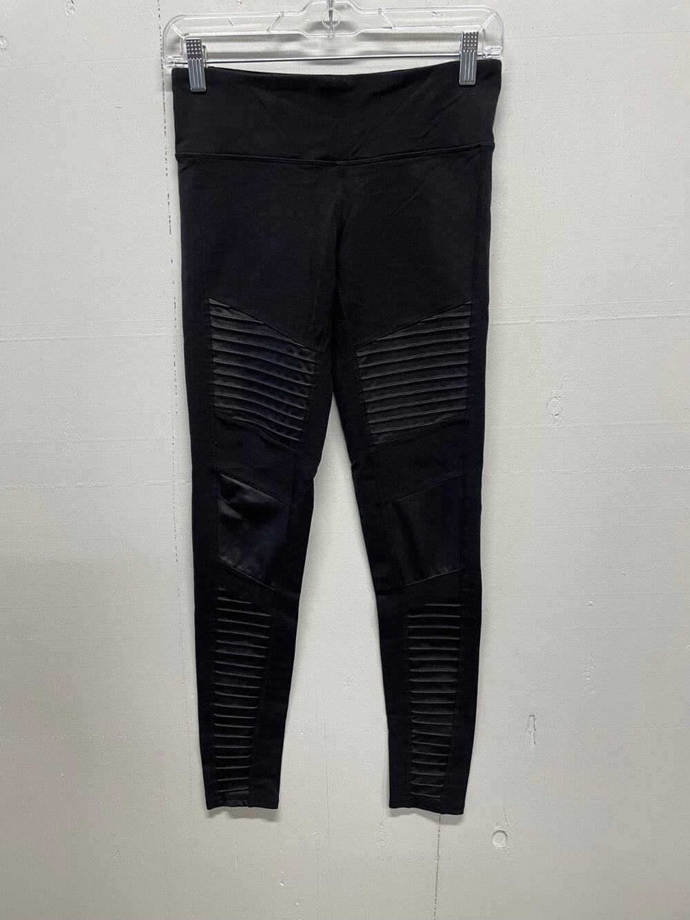 ALO Yoga Moto Leggings Black Textured Ankle Size Small